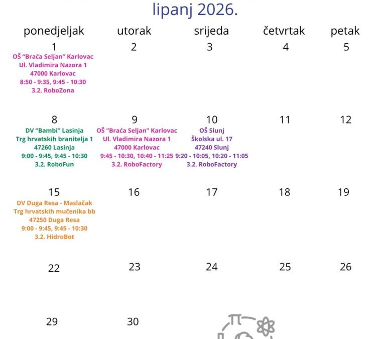 Pozvoni za STEM! Najava radionica i javnog događanja te kalendar za mjesec lipanj