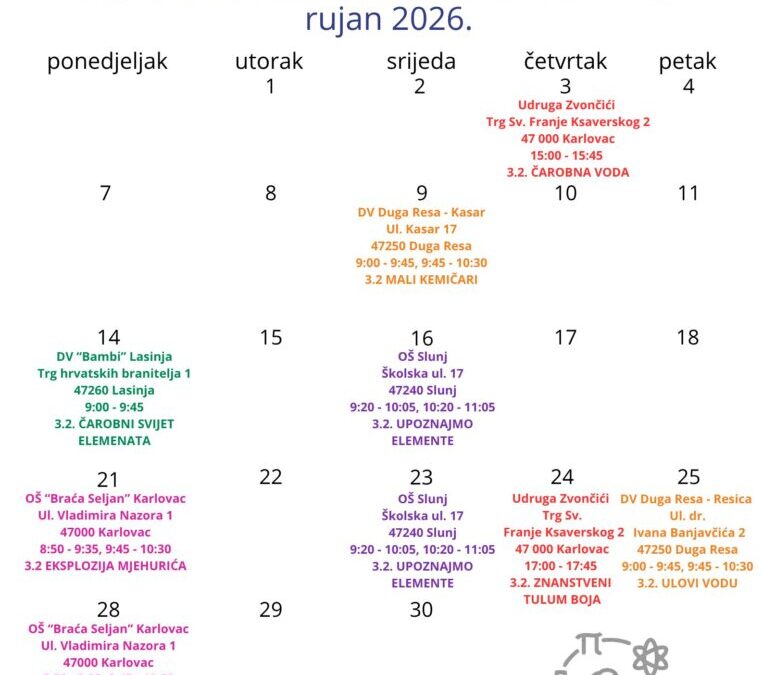 Pozvoni za STEM udruge Zvončići – aktivnosti u rujnu